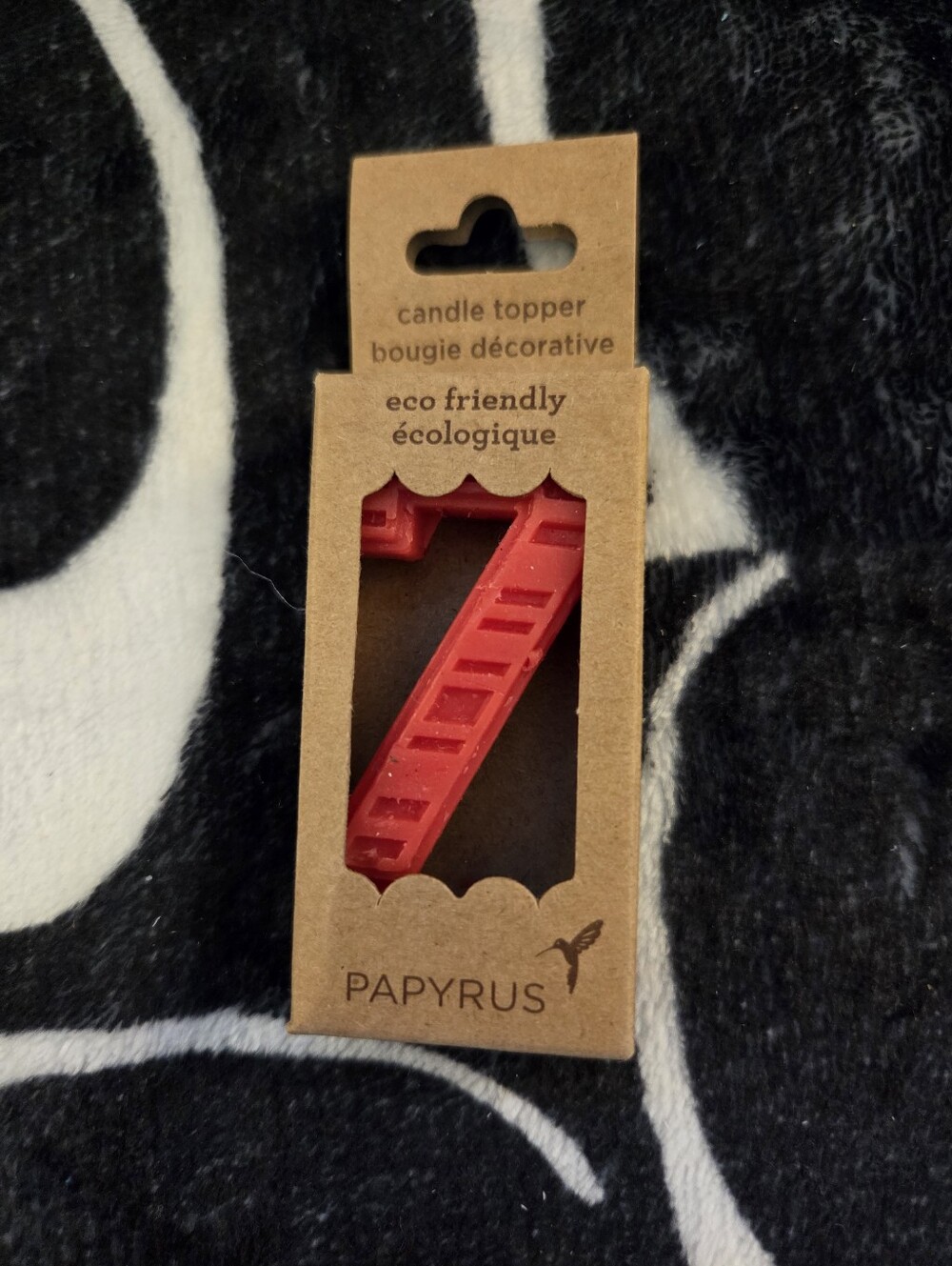 Papyrus Red Number 7 Candle Topper - Eco-Friendly Accent, NEW